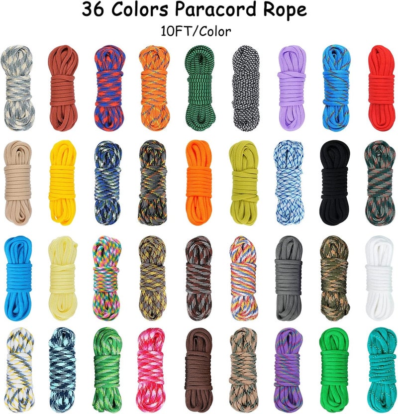 MONOBIN 36 Colors 10ft Paracord 550 Combo kit, Paracord Bracelets Making kit - Multifunction Paracord Rope with Instruction for Making Lanyard, Dog Collar, Idea for Gift… - Image 2